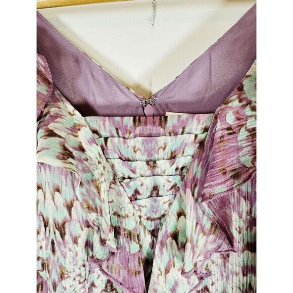 Sundance Purple Watercolor Printed Short Sleeve Silk Chiffon Dress Size 8 EUC - Picture 11 of 16